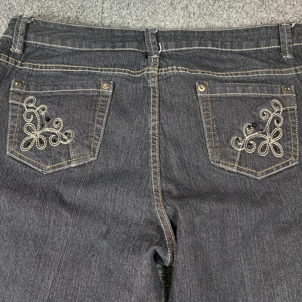 Baccini Womens Dark Wash Straight Leg Embroidered Pocket Denim Jeans Size‎ 12